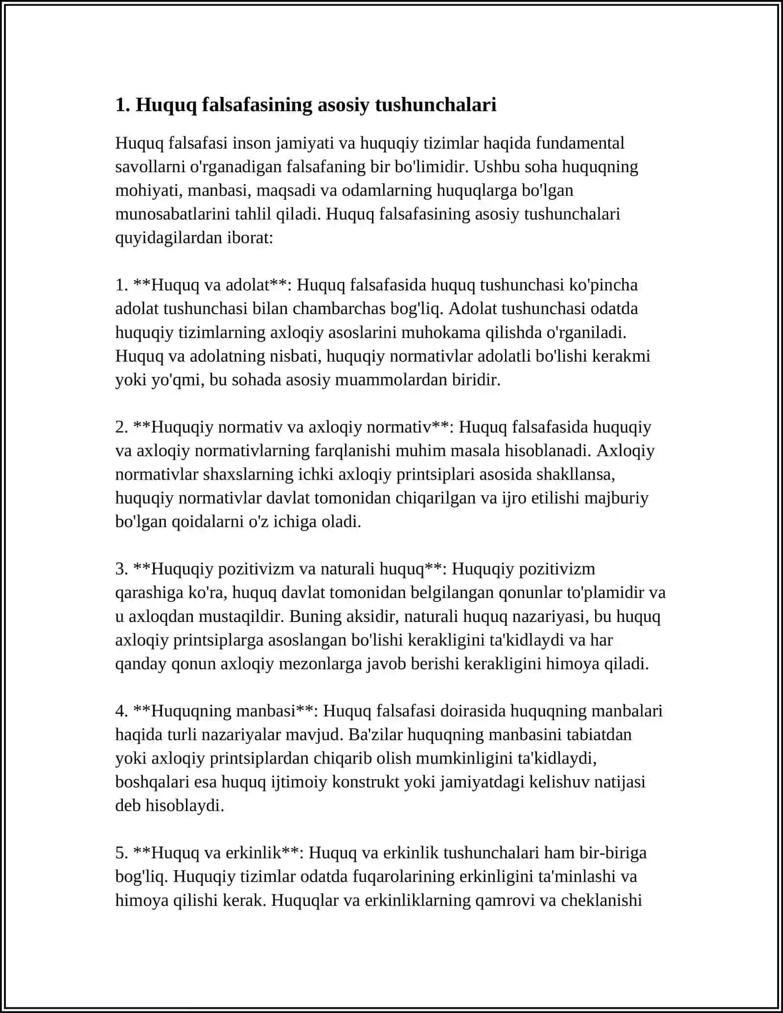 MUSTAQIL ISH Mavzu: HUQUQ FALSAFASINING DARAJALARI 3