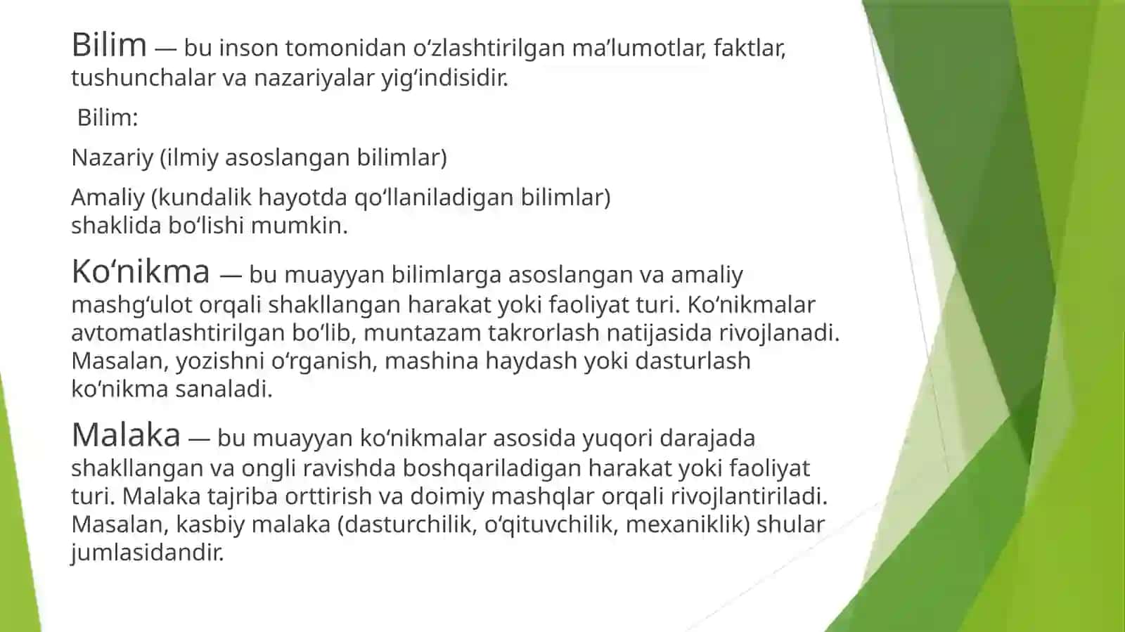 Bilim ,konikma va malakalarni baholash mezonlari 3