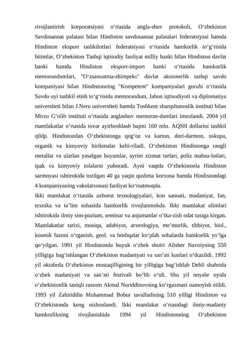 O'zbekiston Hindiston Munosabatlari 3
