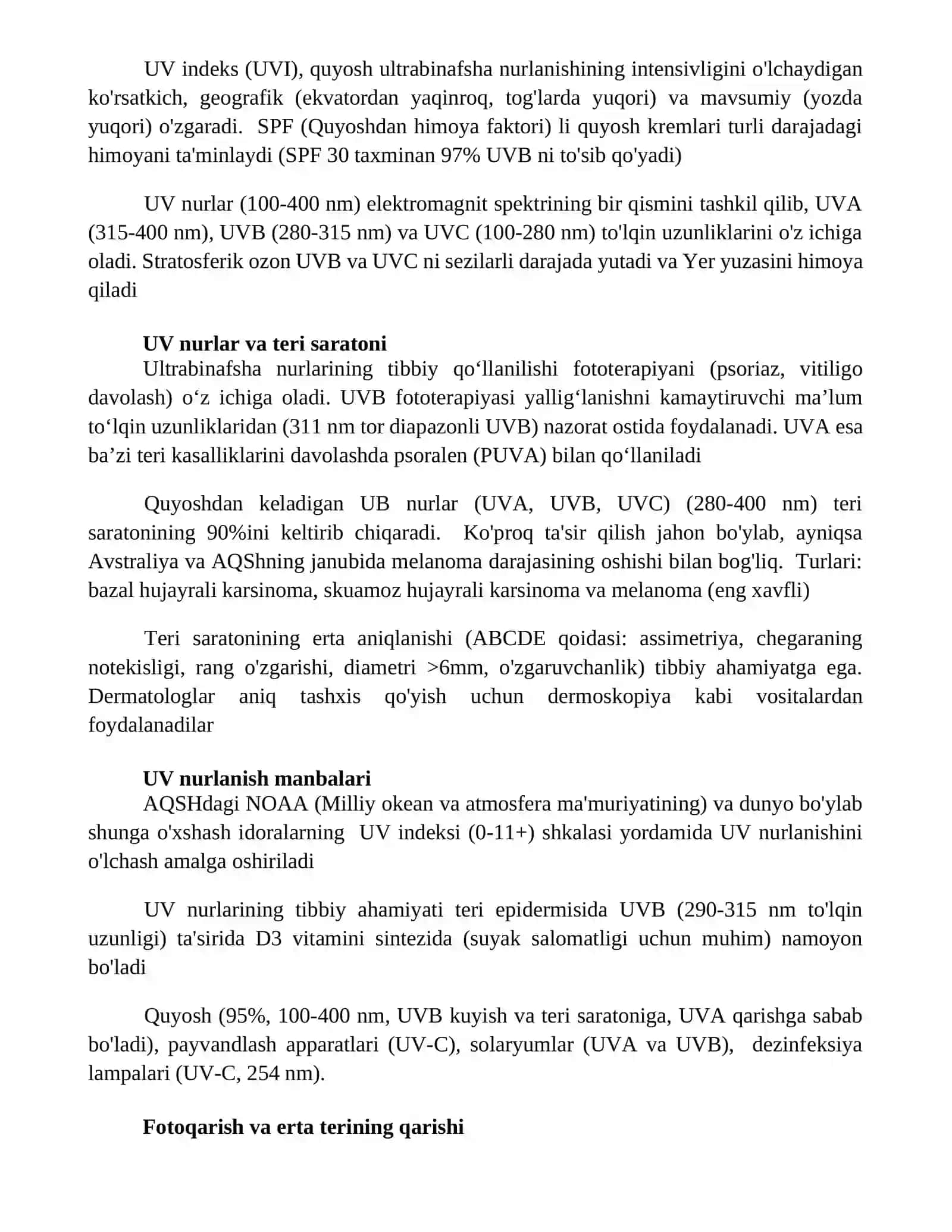 Ultrabinafsha nurlanish va uning tibbiyotdagi ahamiyati 3