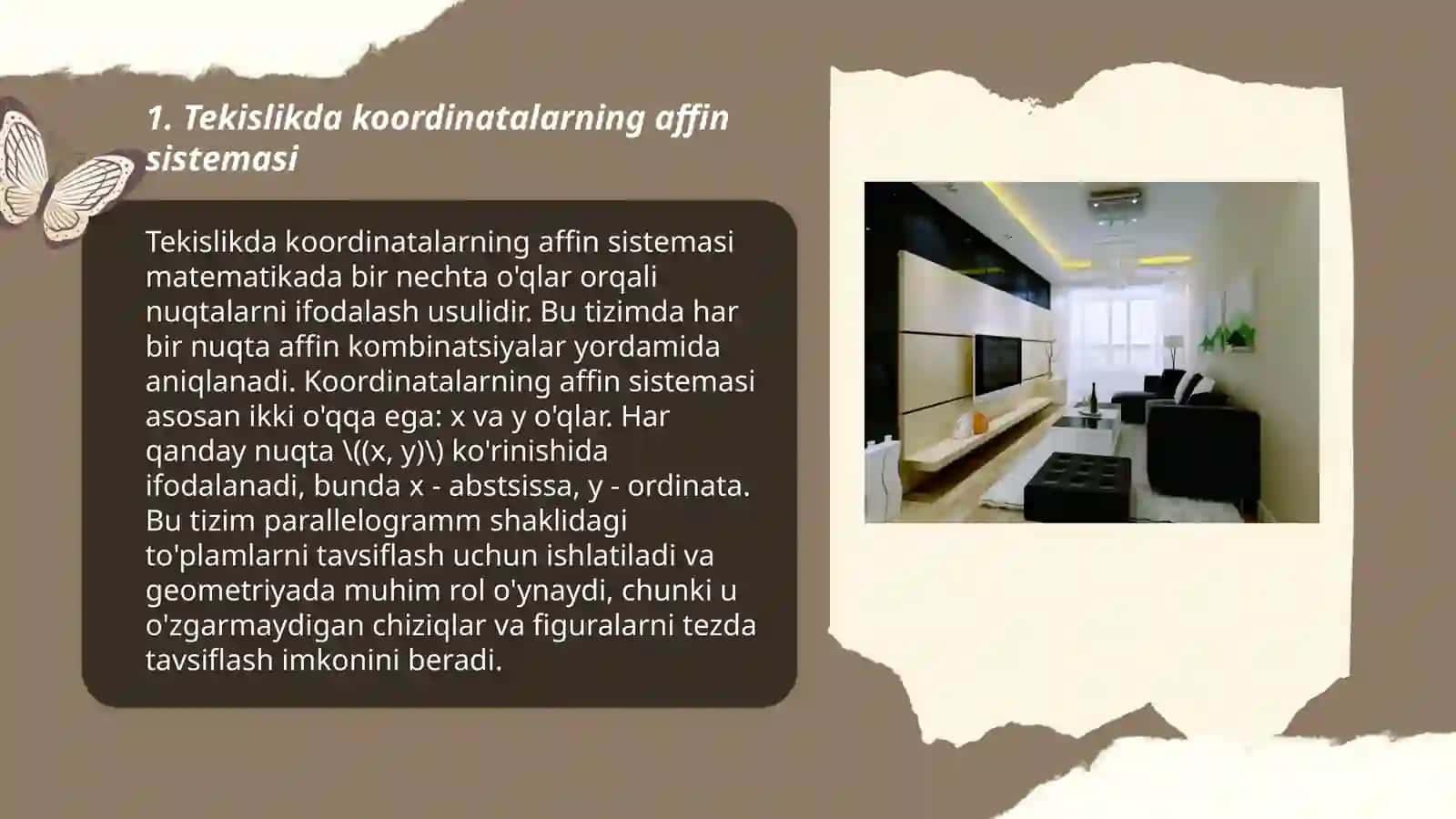Tekislikda koordinatalarning affin sistemasi 3