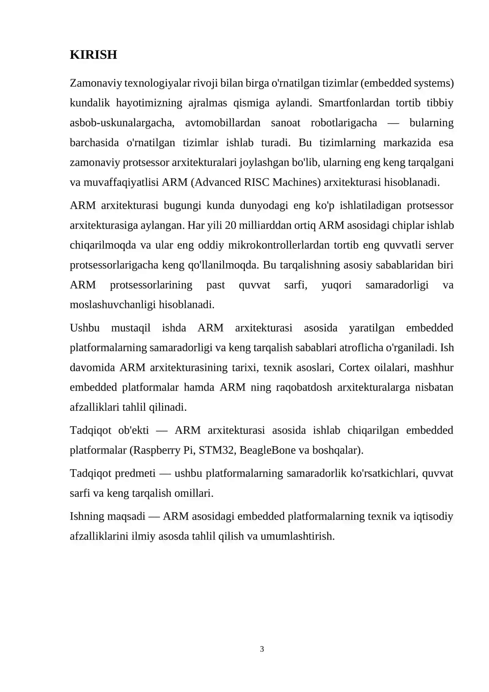 ARM arxitekturasi asosida yaratilgan embedded platformalarning samaradorligi va keng tarqalish sabablari 3