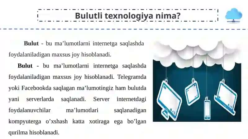 Bulutli texnologiyalar. GOOGLE asbob uskunalar va xizmatlaridan foydalanish 3