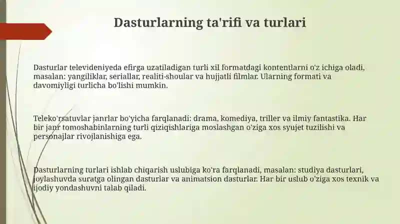 Zamonaviy televideniyeda ko'rsatuvlarning tutgan o'rni va ahamiyati 3