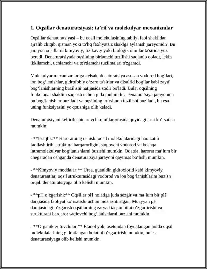 Oqsillar denaturatsiyasi va falding. Falding jarayonida Shoperonlarning roli 3