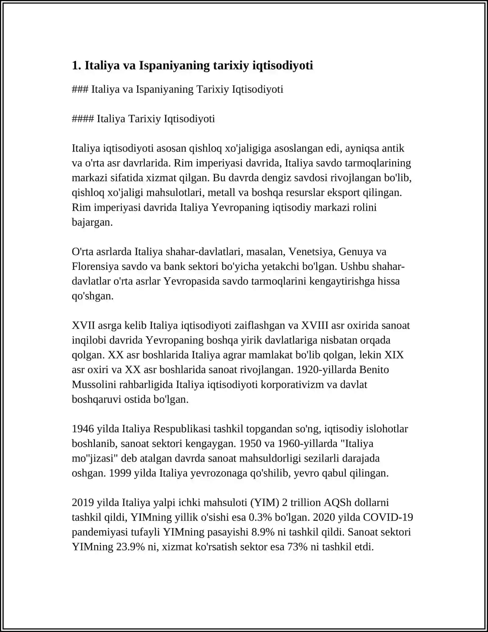 ITALIYA VA ISPANIYA DAVLARINI IQTISODIY SOLISHTIRMA TAHLIL QILING 3