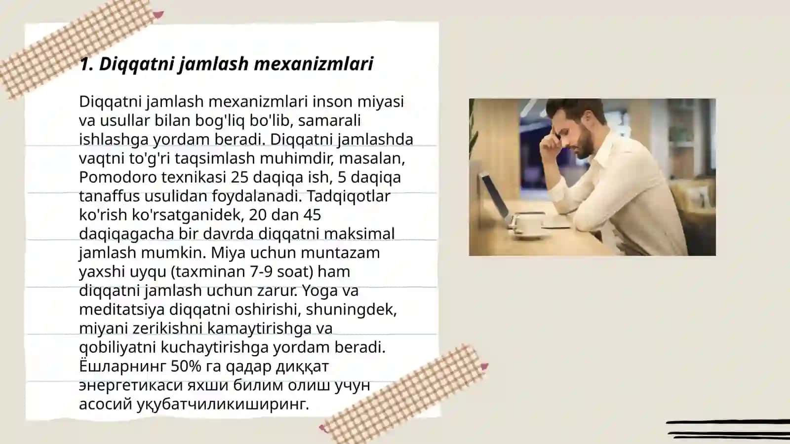 Diqqatni bir ishda jamlash haqida tadqiqot 3