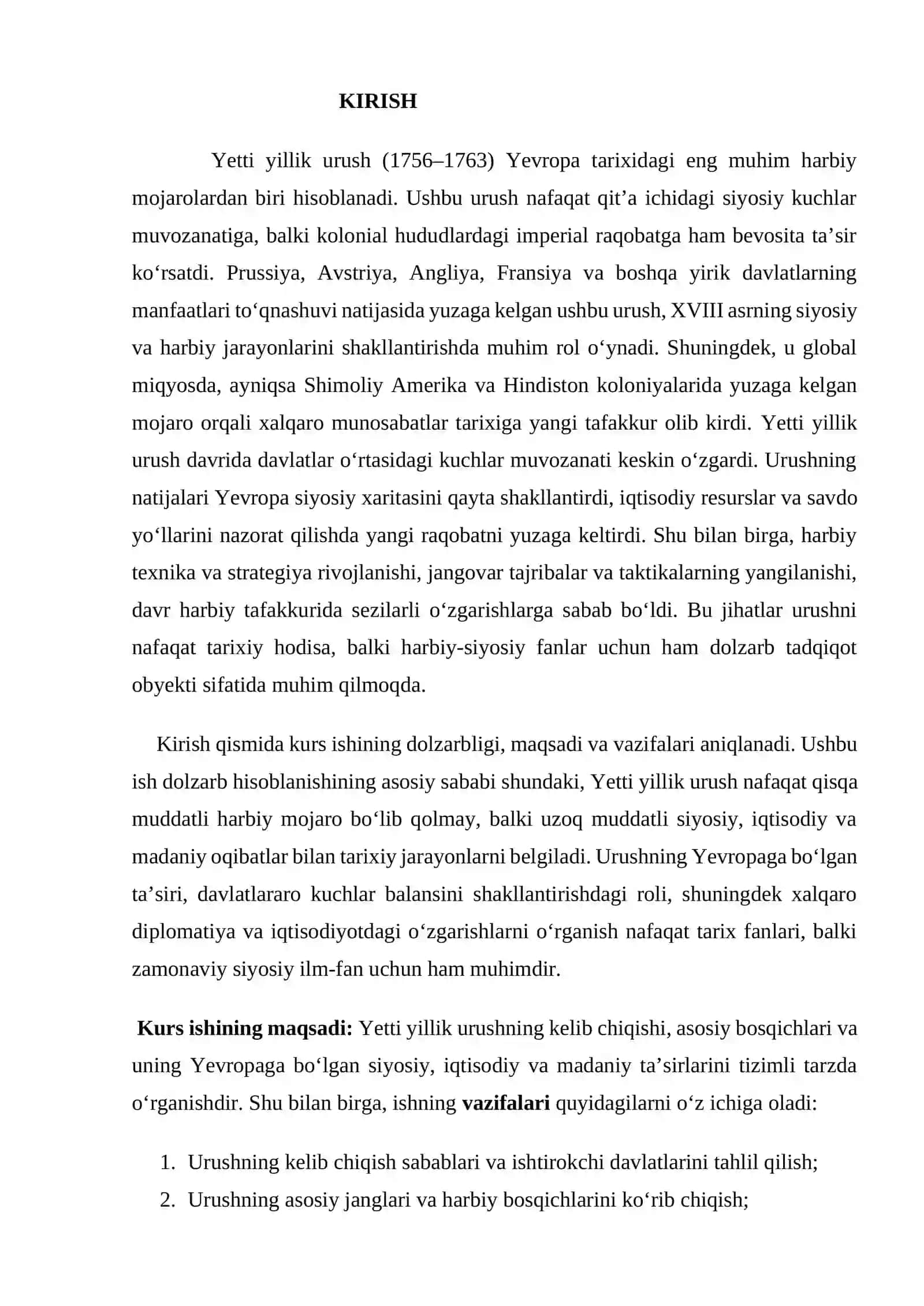 Yetti yillik urush (1756-1763) va uning XVII asrda Yevropaga tasiri 3
