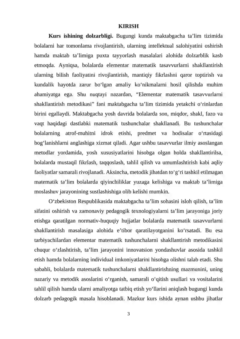 Elementar matematik tasavvurlarni shakillantirish metodikasi 3