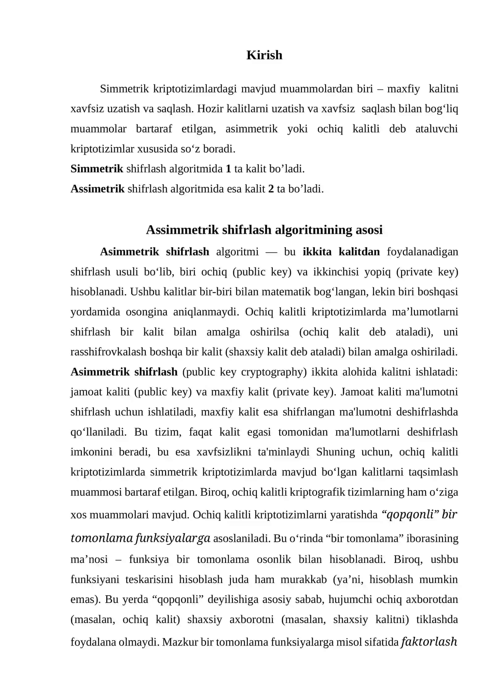 Assimmetrik shifrlash algoritmi 3