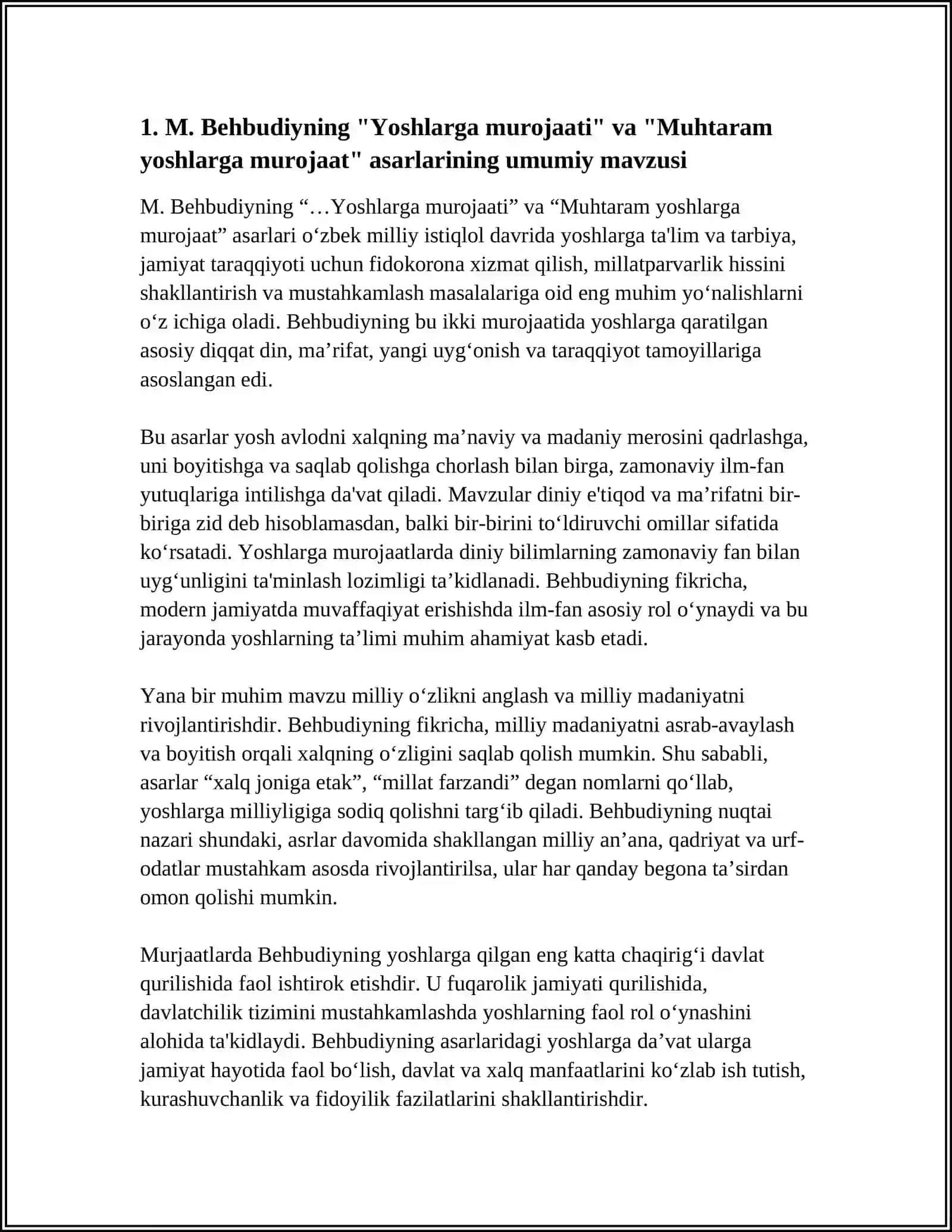M. BEHBUDIYNING "YOSHLARGA MUROJATI" VA "MUHTARAM YOSHLARGA MUROJAAT" 3
