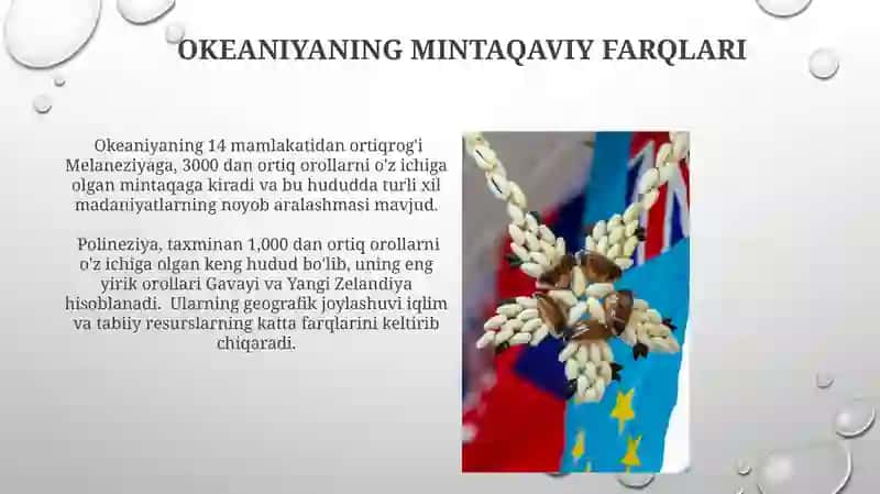 Okeaniya mamlakatlariga geografik tavsif berish. 3