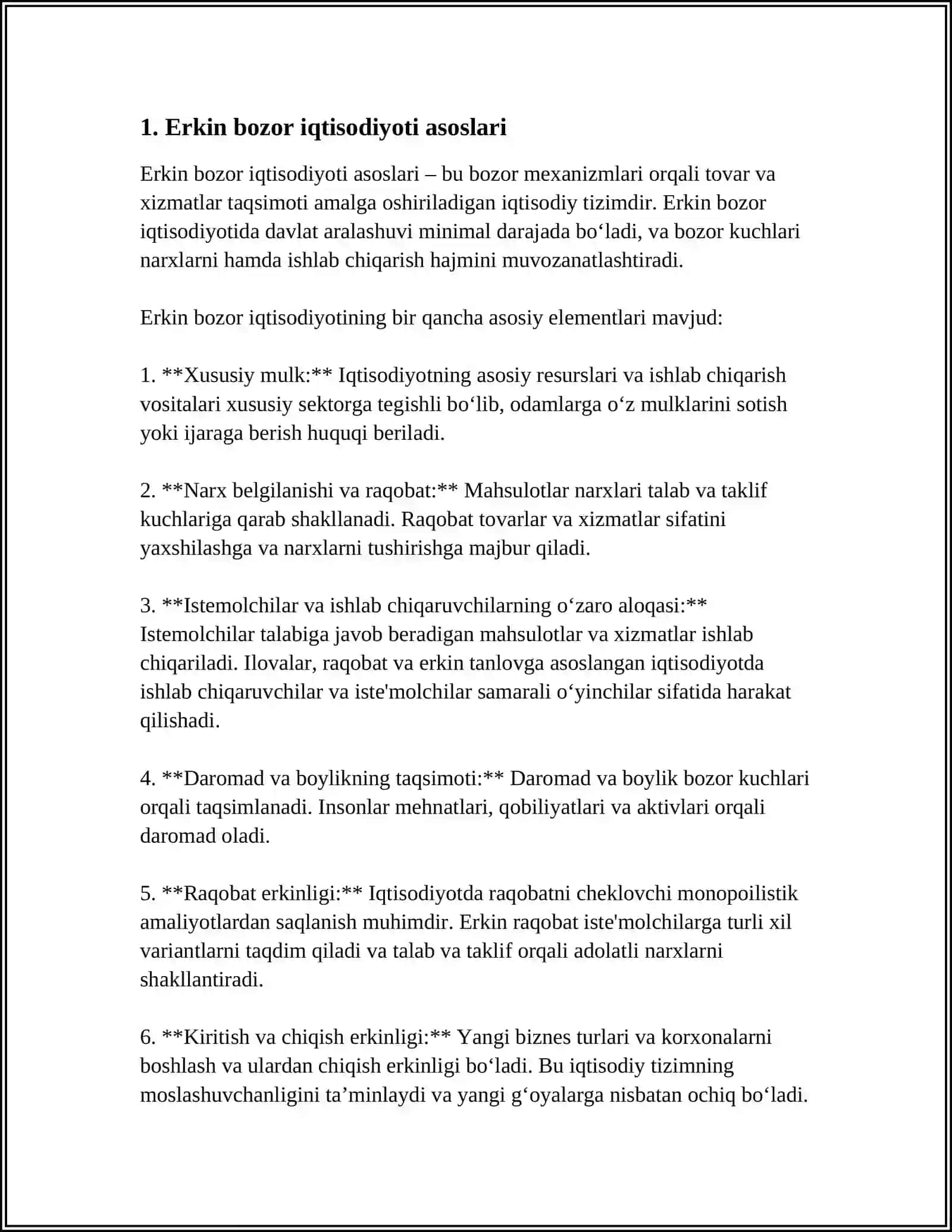 O‘ZBEKISTON RESPUBLIKASIDA ERKIN BOZOR IQTISODIYOTINI VUJUDGA KELTIRISH TOʻGʻRISIDAGI IQTISODIY KONSEPSIYALAR 3