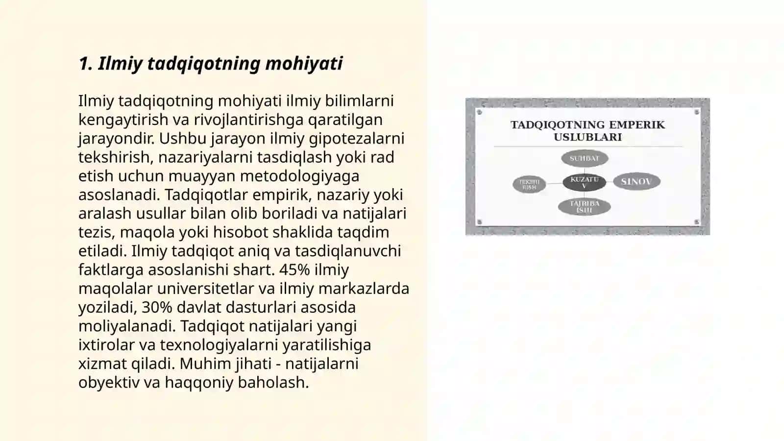 Ilmiy tadqiqot haqida asosiy tushuncha, rivojlanish tarixi va asosiy tushunchalari 3