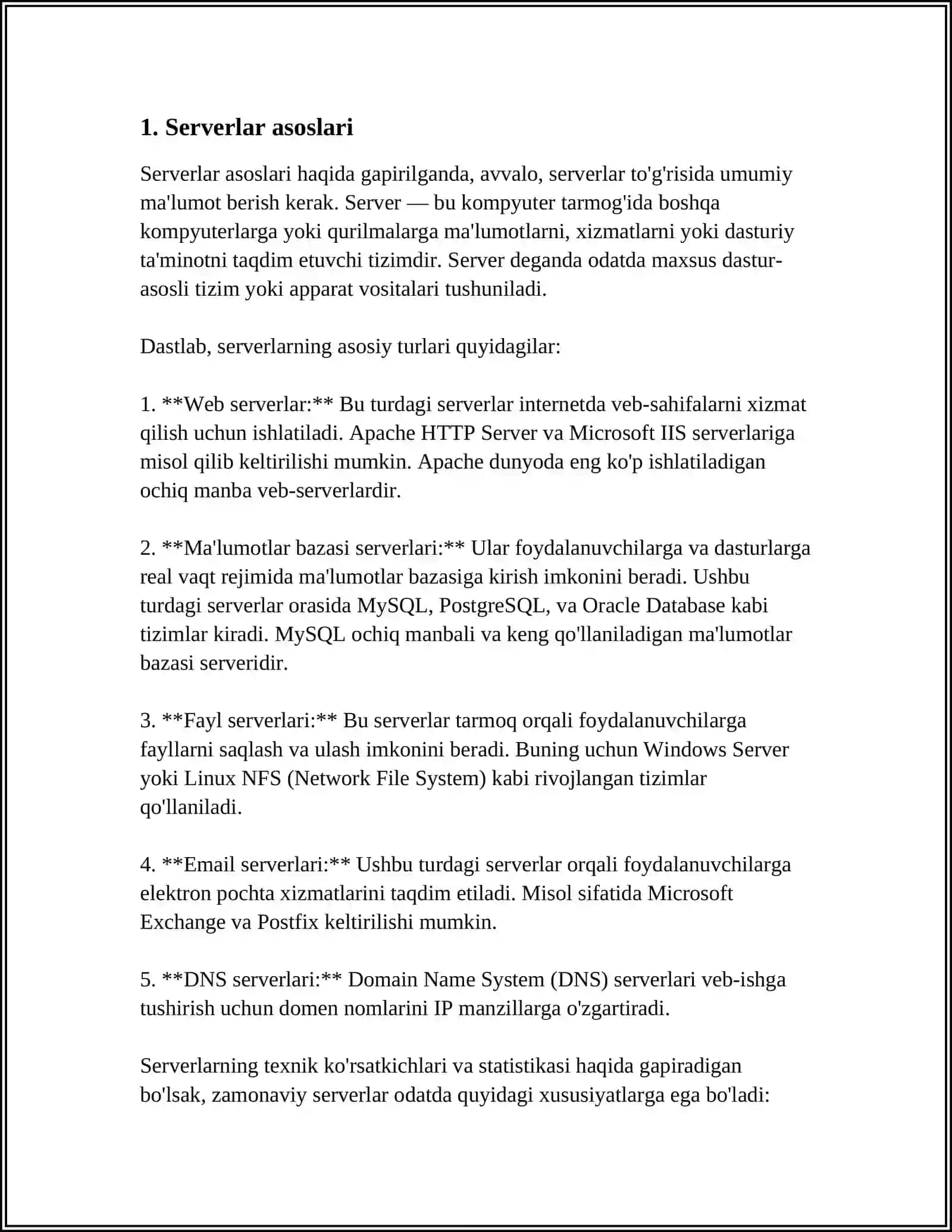 SERVER VA MIJOZ TUSHUNCHALARI 3