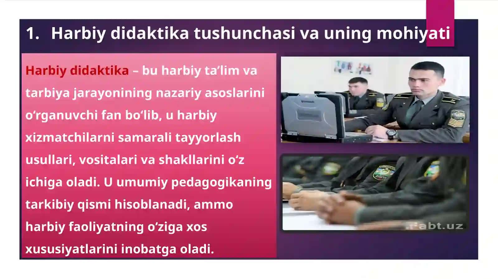 HARBIY PEDAGOGIK A PSIXOLOGIY A fanidan Tayyorlagan TAQDIMOTI 3