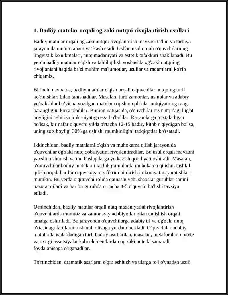 NUTQ O'STIRISH MASHG'ULOTLARIDA BADIIY ADABIYOT BILAN ISHLASH 3
