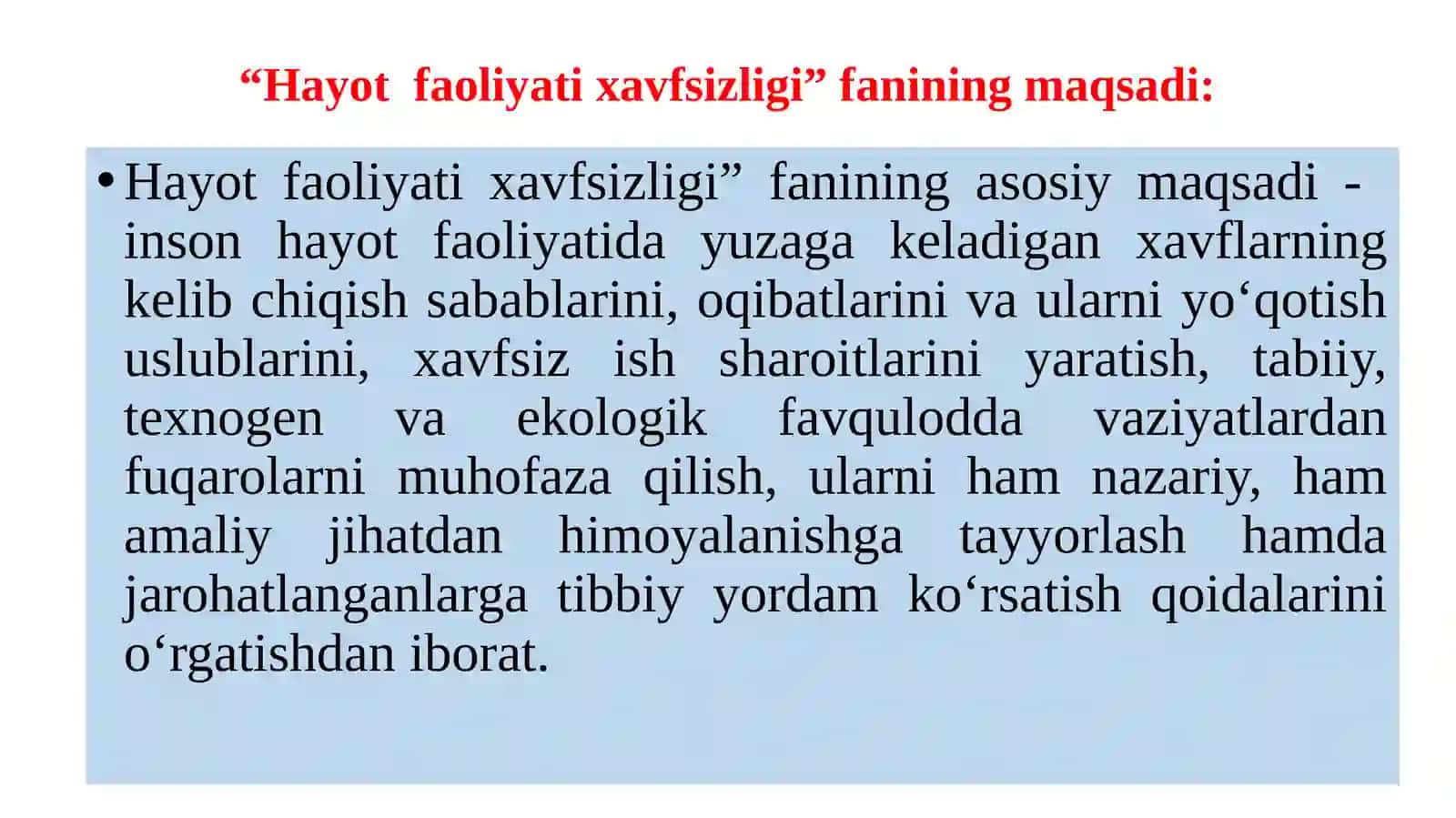 HАYOTFAOLIYATIХАVFSIZLIGI FANIGA KIRISH 3