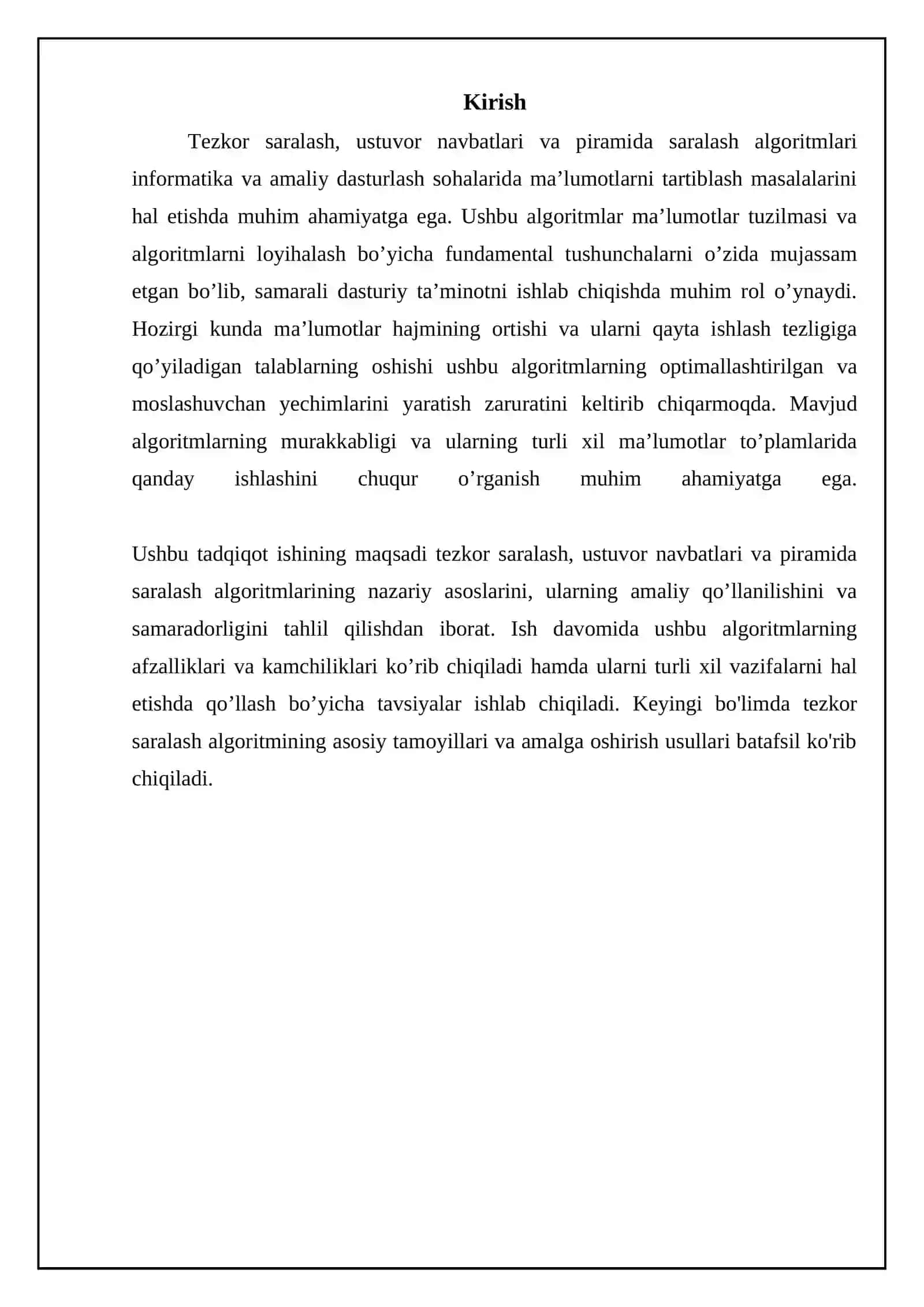 Tezkor saralash, Ustuvor navbatlar va piramida saralash algoritmlari 3