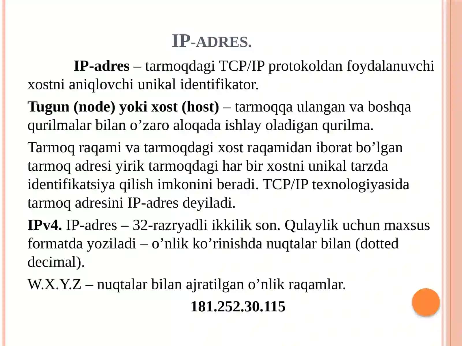 Ma’ruza-3 Tarmoq pag’onasi. IPv4 va IPv6 protokollarining paket strukturalarini tahlil qilish 3