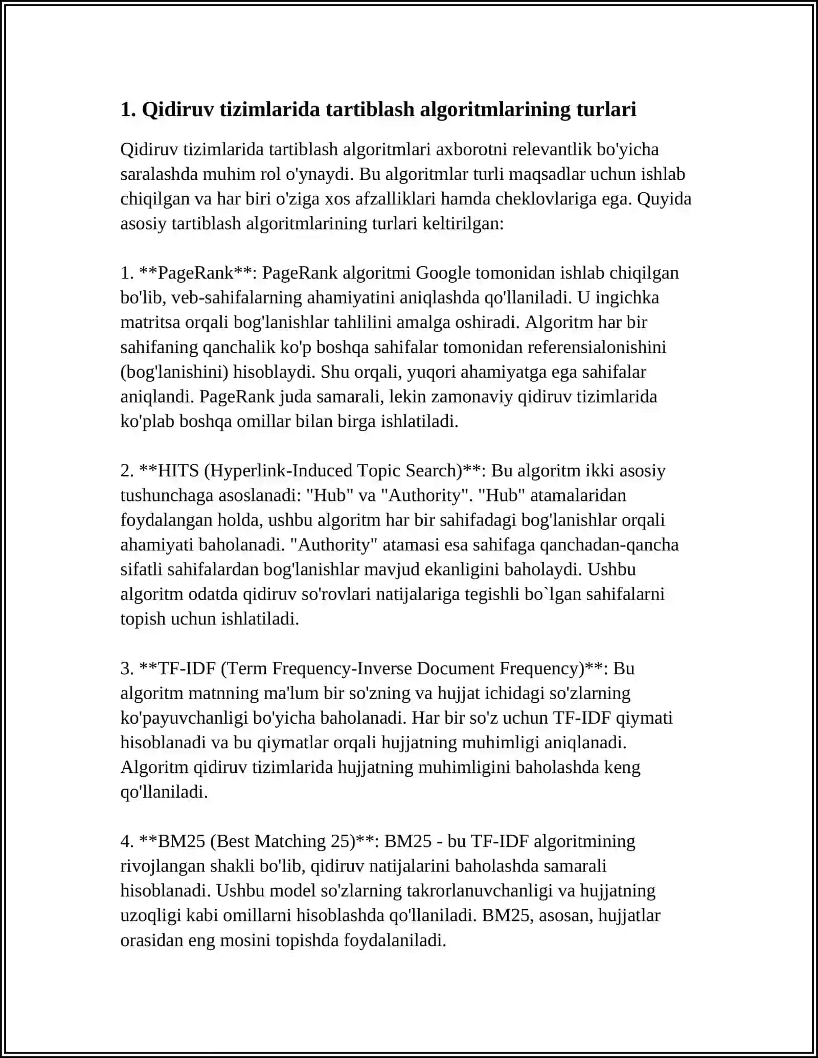 QIDIRUV TIZIMLARIDA TARTIBLASH ALGORITIMLARINI SOLISHTIRISH 3