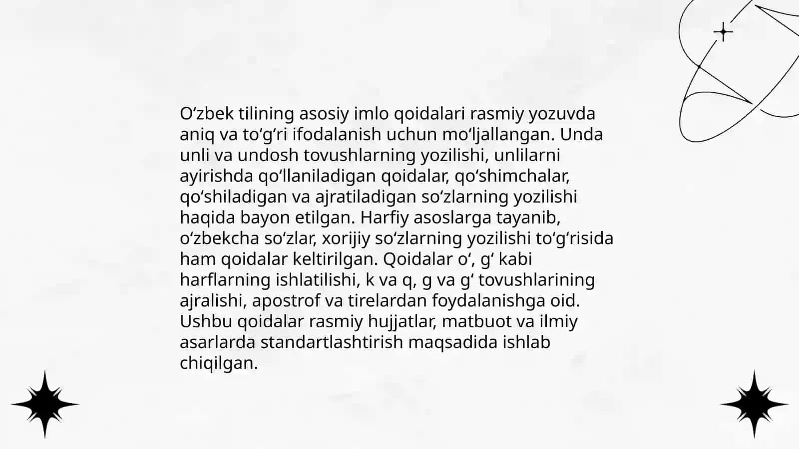 Oʻzbek tilining asosiy imlo qoidalari v xrflr imlosi 3