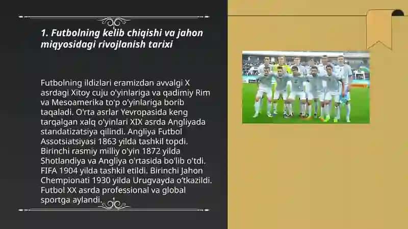 Futbolning rivojlanish tarixi, texnikasi, taktikasi va qoidalari 3