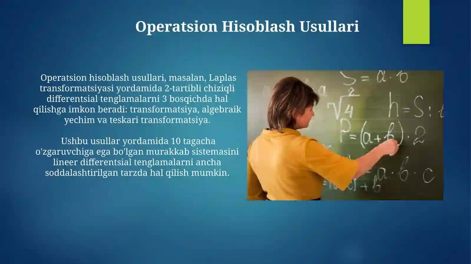 Differensial tenglamalar va tenglamalar sistemasini operation hisob usullari yordamida yechish 3