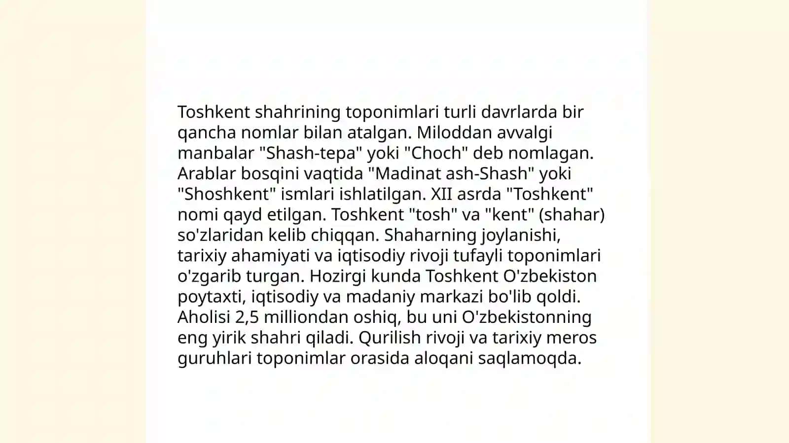 Toshkent shahrining toponimlari 3