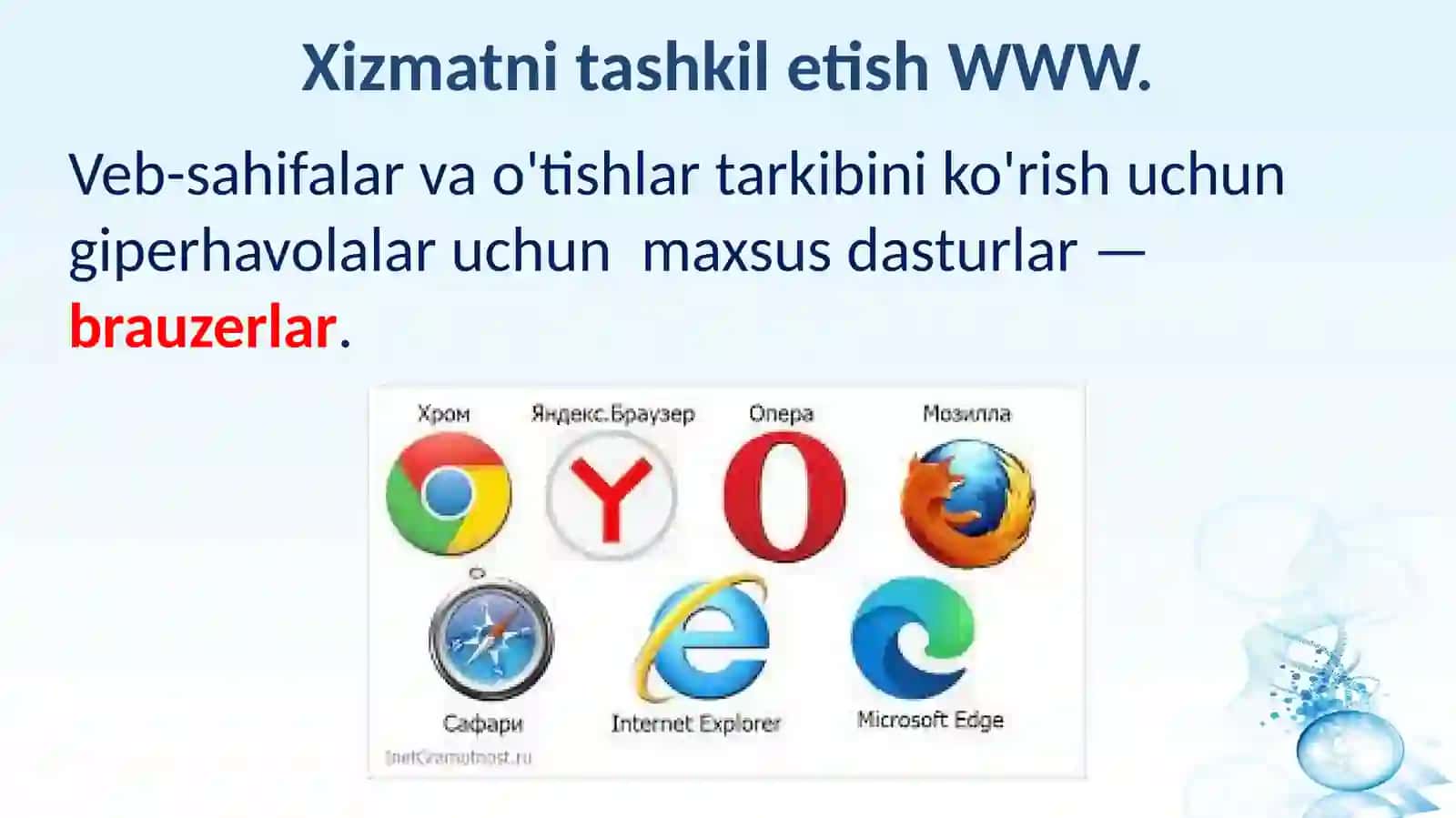 Kompyuter tarmoqlari. Internet tarmog'i, ularni tashkil etish 3
