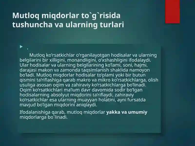 Mutlaq va nisbiy statistik miqdorlar 3