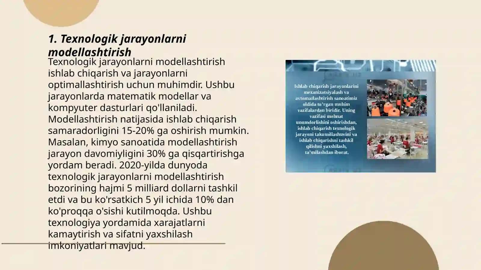 Texnologik jarayonlarni modellashtirish 3