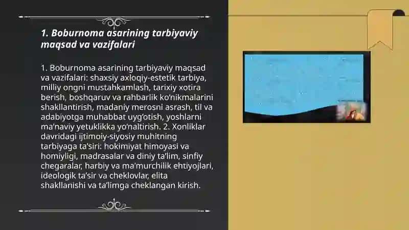 Boburnoma " uning tarbiyaviy ahamiyati 3