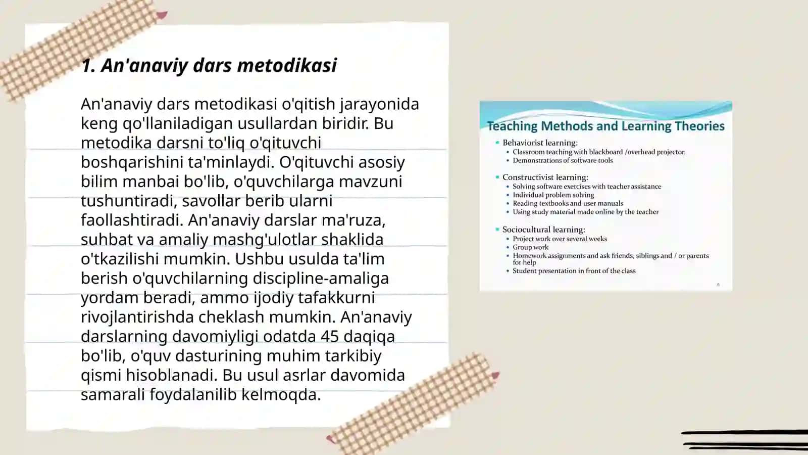 An'anaviy dars metodikasi 3