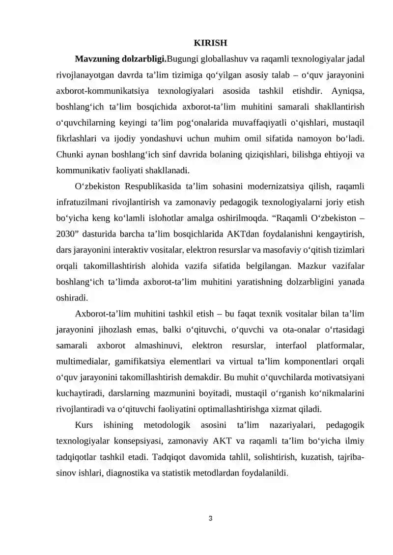 BOSHLANG‘ICH SINF DARSLARIDA AXBOROT-TA’LIM MUHITINI TASHKIL ETISH 3