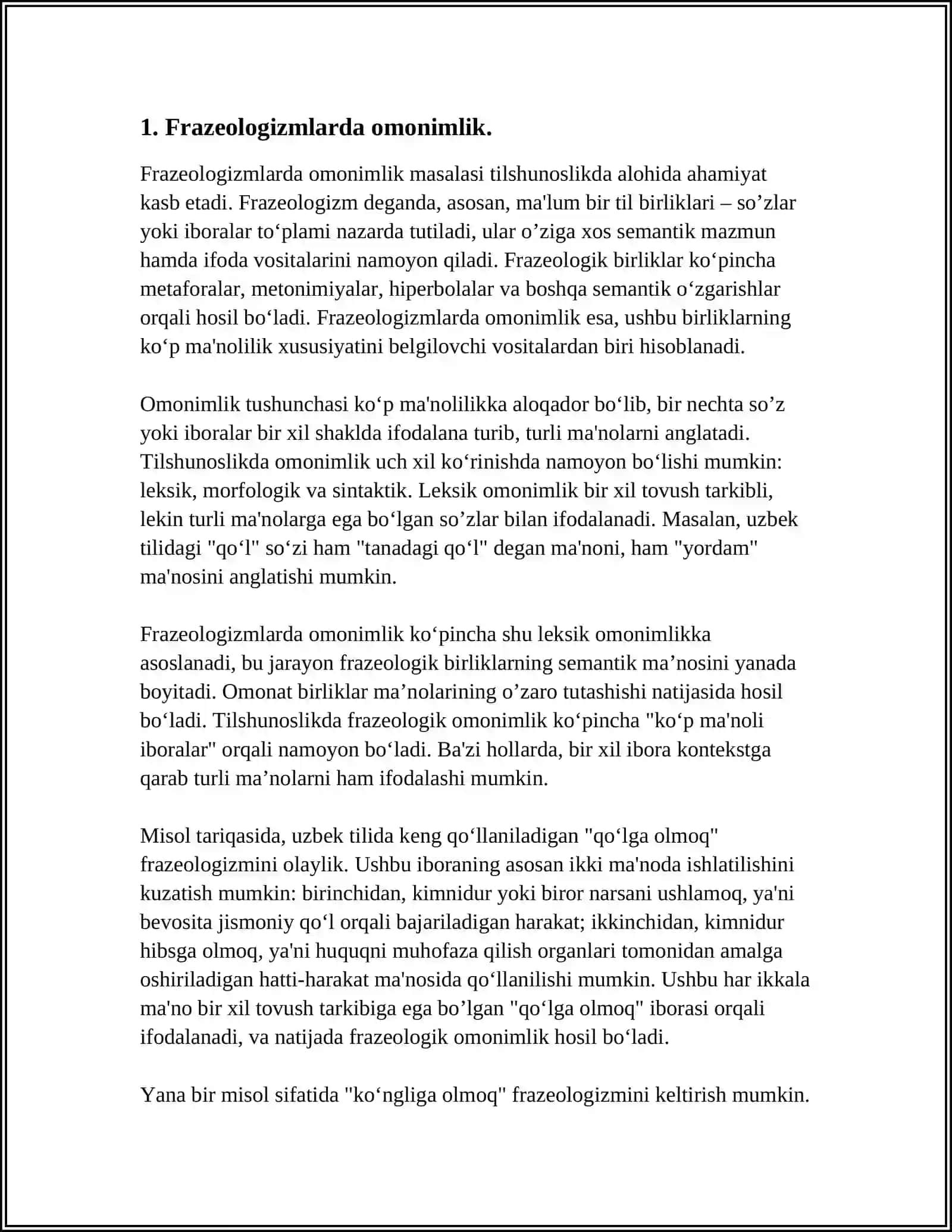 FRAZEMALARNING SEMANTIK TURLARI: OMONIM,SINONIM,ANTONIM 3