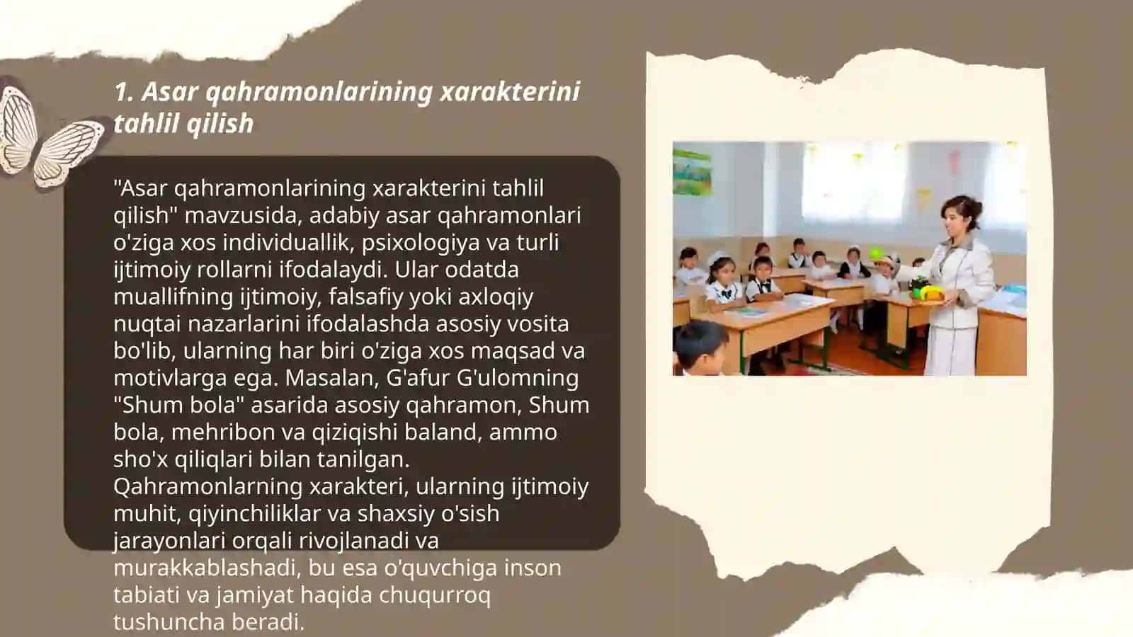 Asar qahramonlarining xarakterini tahlil qilish 3