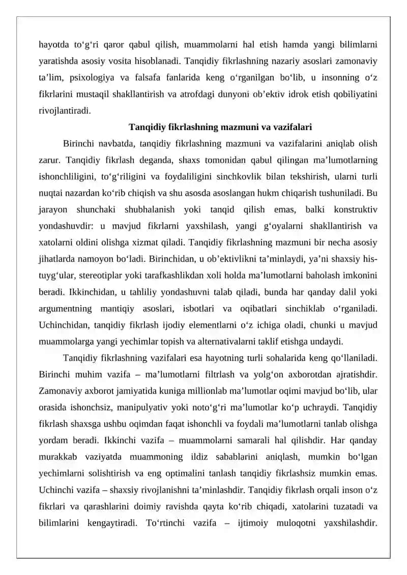 Ta'lim jarayonida tanqidiy fikrlash fazalari 3