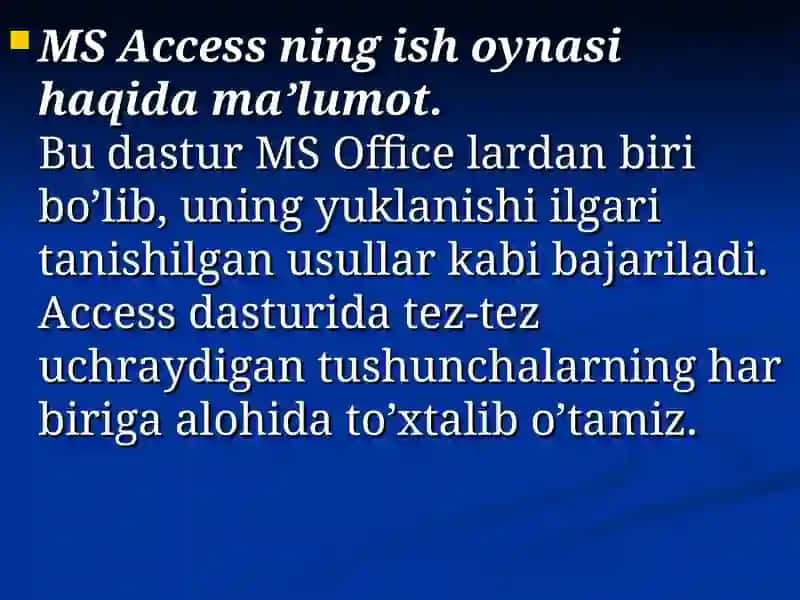 Microsoft ACCESS Dasturi 3