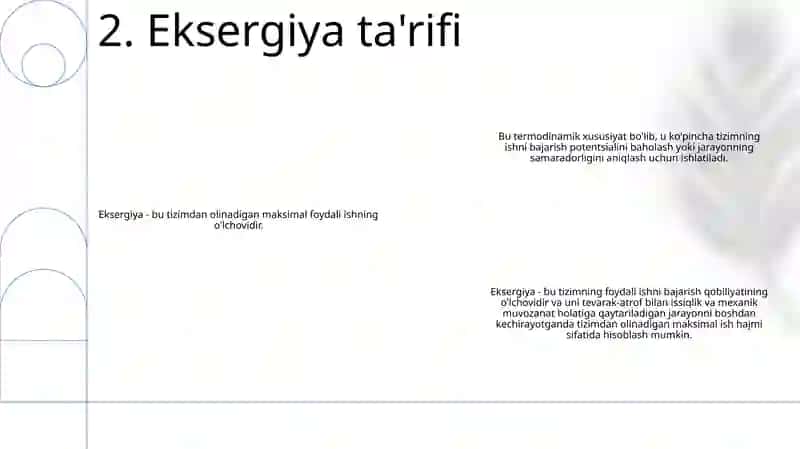 Eksergiya Tushunchasi. Maksimal Ish. Quronboyev Xolmurod Jumaboy O‘G‘Li 3