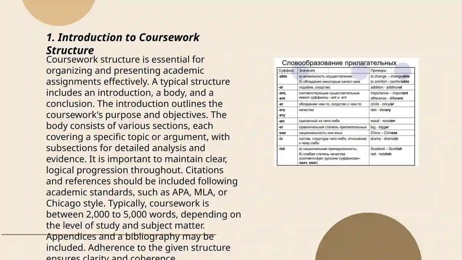 Structure of a course work and requirements for them 3