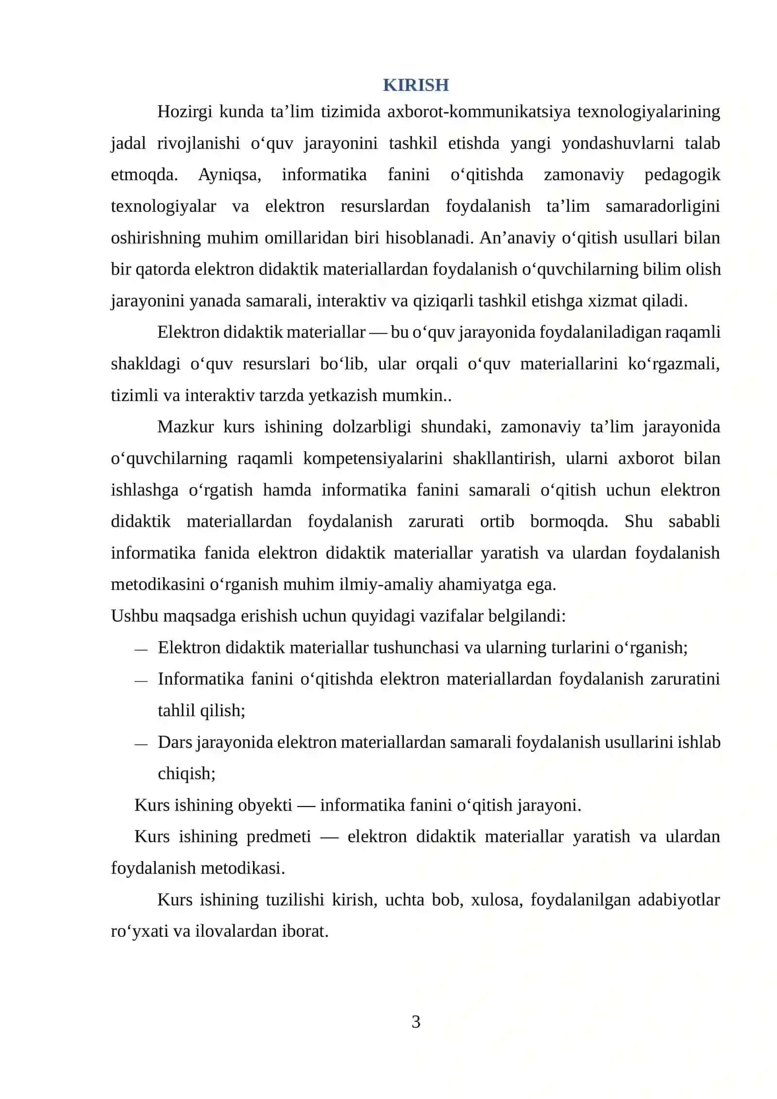 INFORMATIKA FANIDA ELEKTRON DIDAKTIK MATERIAL YARATISH VA ULARDAN FOYDALANISH METODIKASI 3
