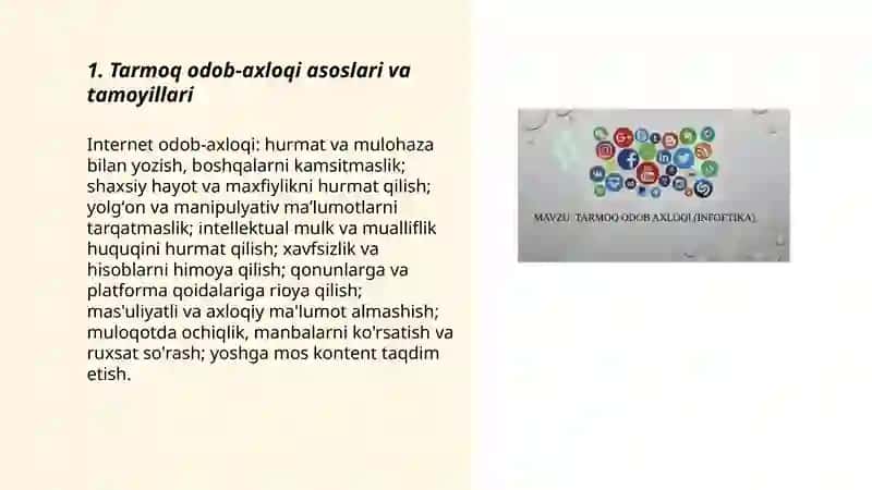 Tarmoq odob axloqi (infoetika) 3