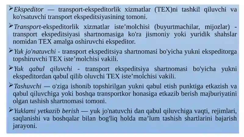 TRANSPORT-EKSPEDITORLIK XIZMATLARI EHTIYOJINI VUJUDGA KELTIRISH VA RIVOJLANTIRISH 3