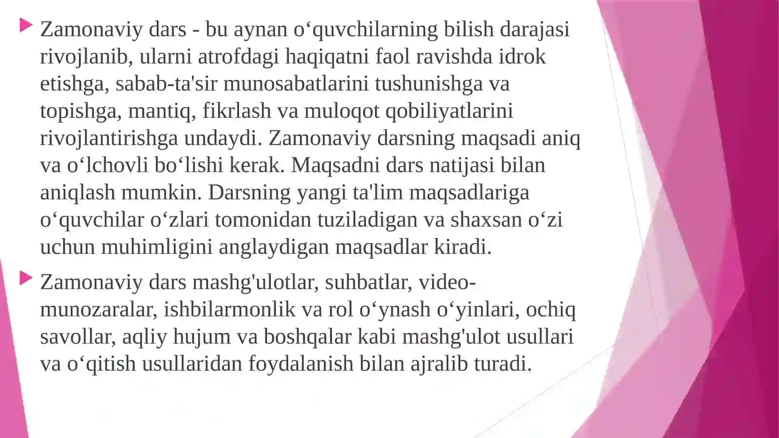 Zamonaviy talablar asosida darslarini samarali tashkil qilish yo‘llarini 3