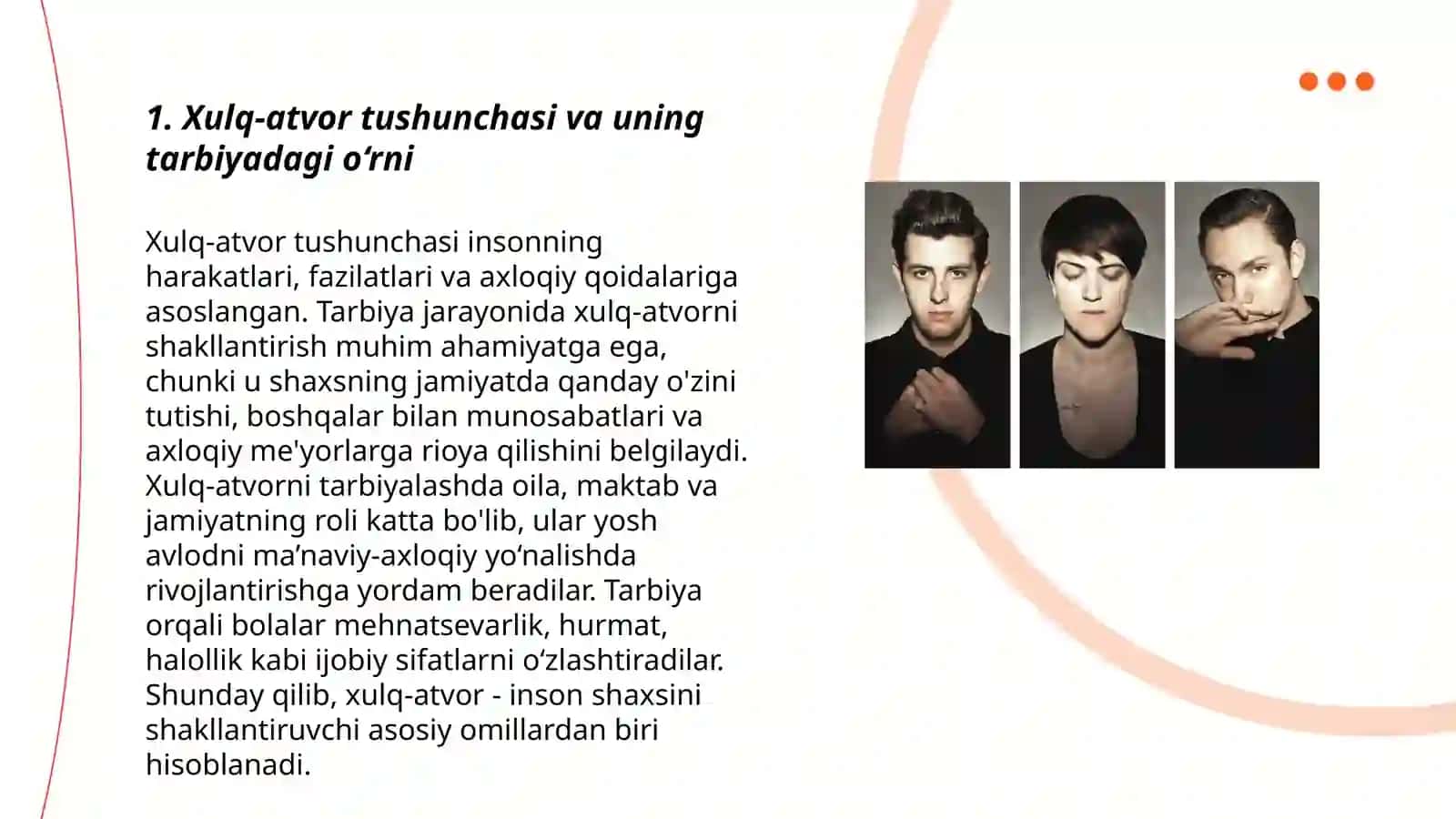 Xulq-atvor va odatni shakllantirish shaxsni tarbiyalashning asosiy yoʻnalishi sifatida 3