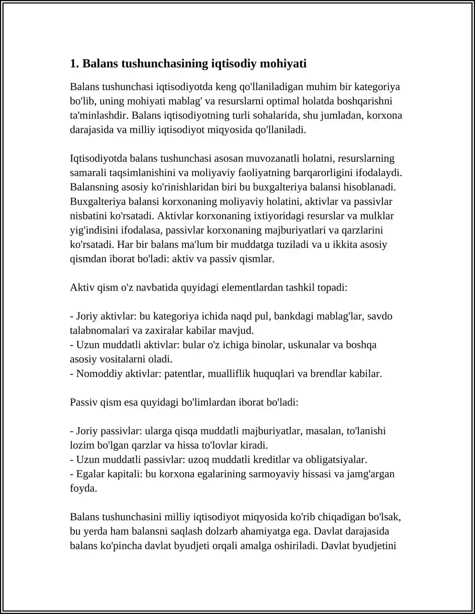 BALANS TUSHUNCHASI VA UNING IQTISODIY AHAMIYATI 3