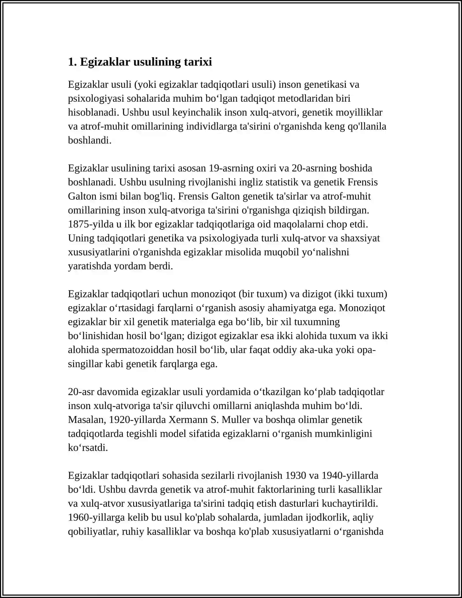 ANTROPOGENITEKA USULLARI: EGIZAKLAR USULI 3