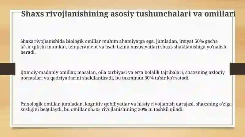Shaxsining rivojlanishi uchun omillar 3
