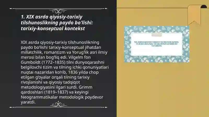 XIX asrda qiyosiy-tarixiy tilshunoslikning vujudga kelishi. Vilgelm fon Gumboldt ta'limoti 3